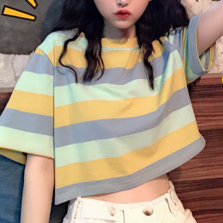 Yellow Striped Boxy T-Shirt