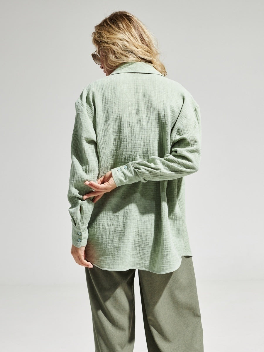 Aqua Full Sleeve Collarded Solid Shirt