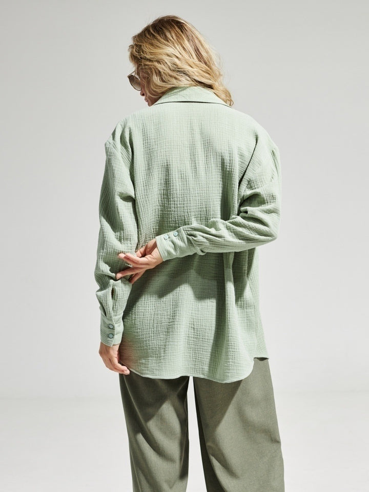 Aqua Full Sleeve Collarded Solid Shirt