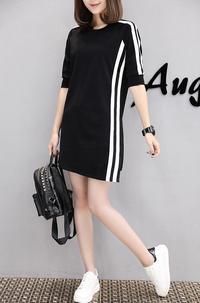 Black Side Stripe Tshirt Dress
