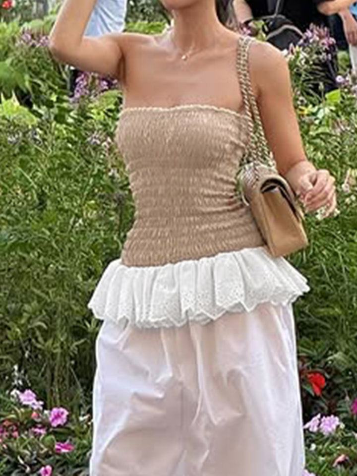 Beige Solid Tube Top