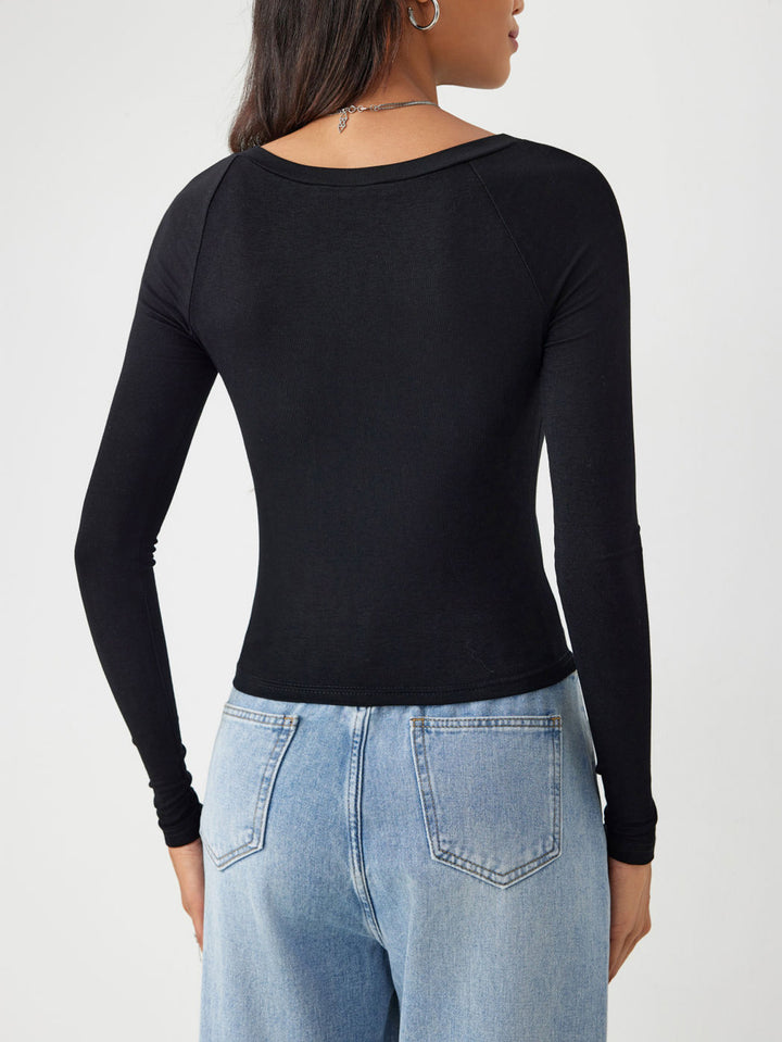 Black Full Sleeved Fitted Knit Top