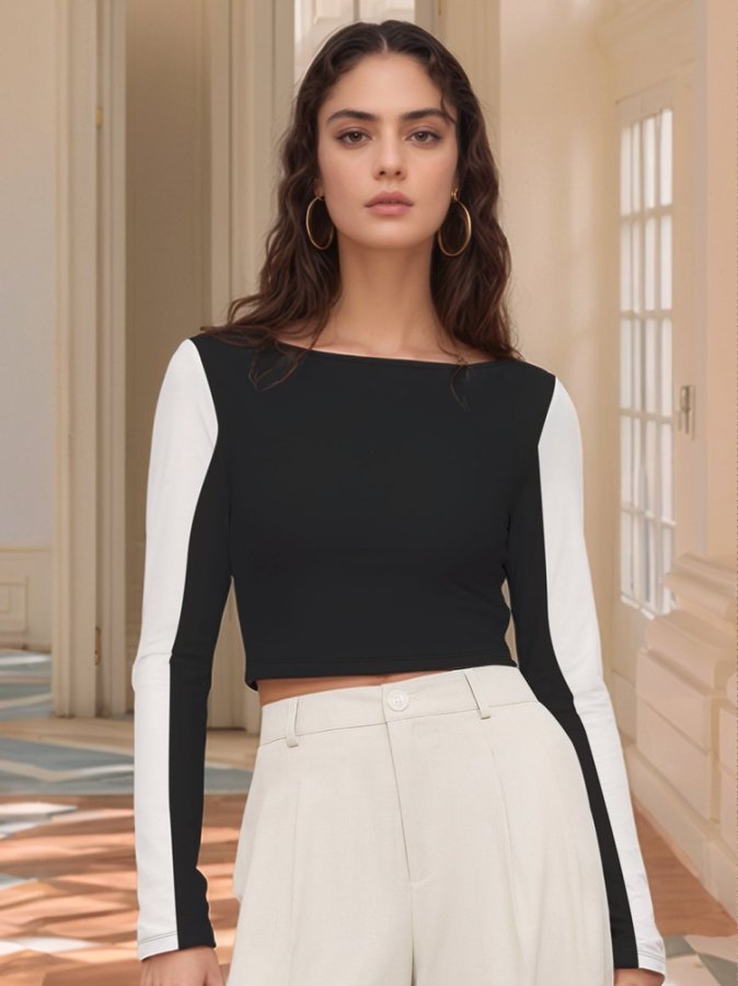 Black Full Sleeve Side Panel Top