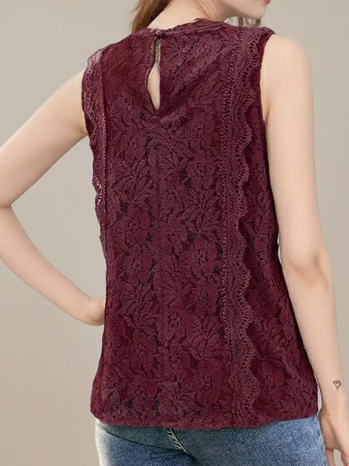 Burgundy Lace Textured Top
