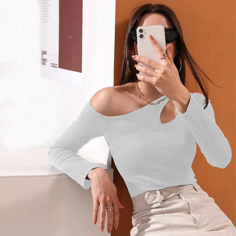 White Off-Shoulder Cut Out Sleeve Top
