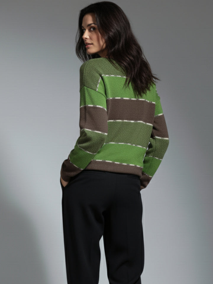 Green Glitter Detailed Drop Shoulder Sweater