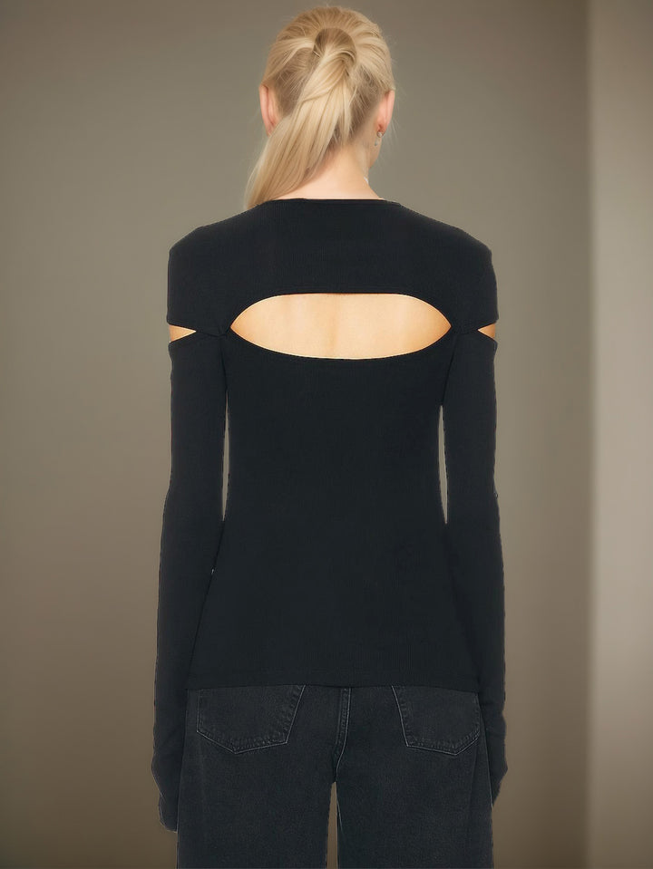 Black Full Sleeve Front Detail Top