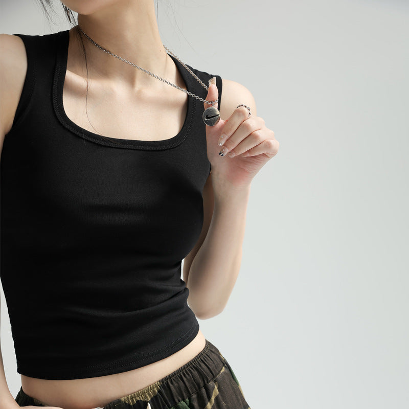 Black Scoop Neck  Tank Top