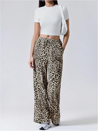 Cream Baggy Fit Animal Printed Joggers