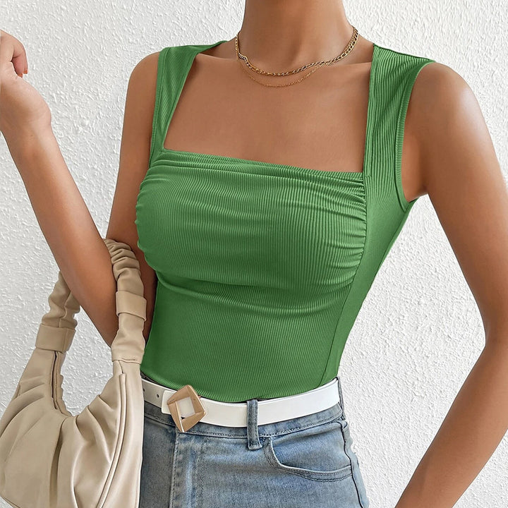 Green Wide Shoulder Strap Top