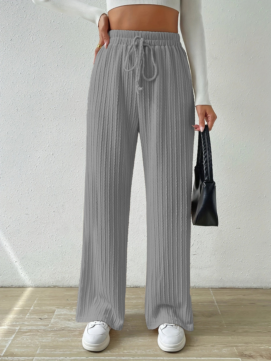 Grey Regular Fit Drawstring Joggers