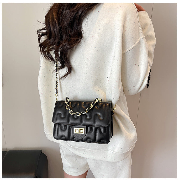 Black Puzzle Curve Crossbody Bag