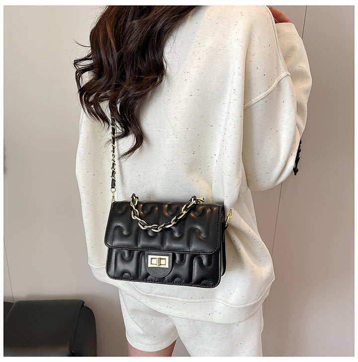 Black Puzzle Curve Crossbody Bag