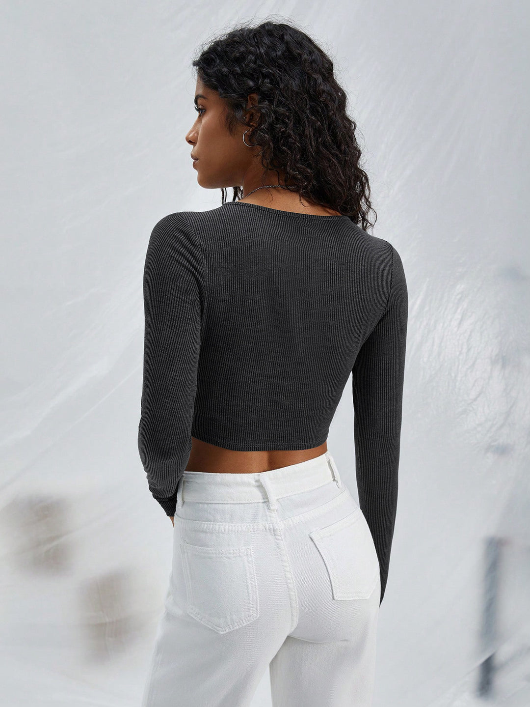 Grey Sleeve Cut Out Top