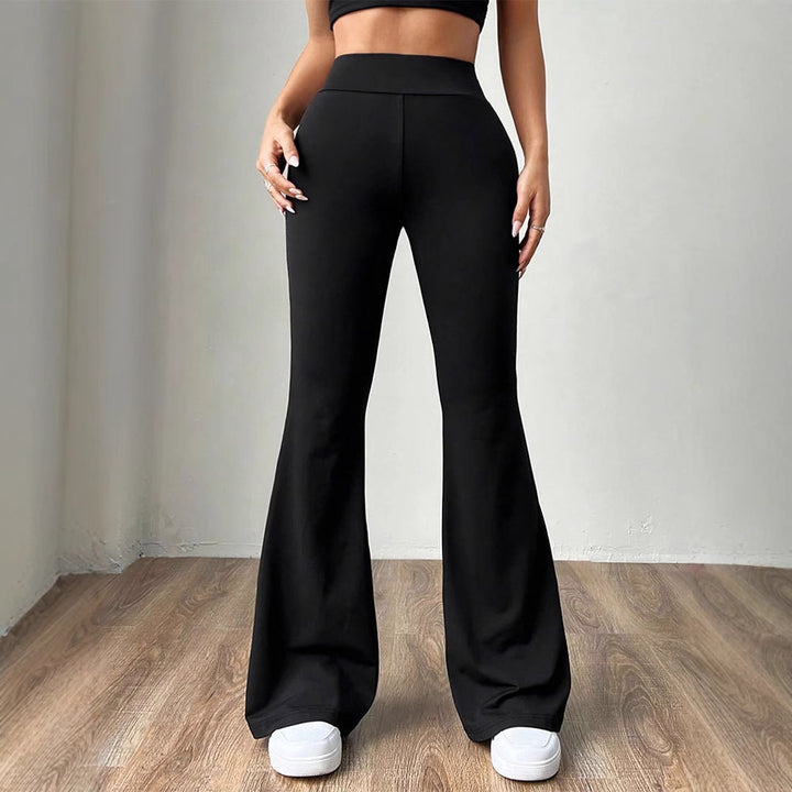 Black Solid Flared Trouser