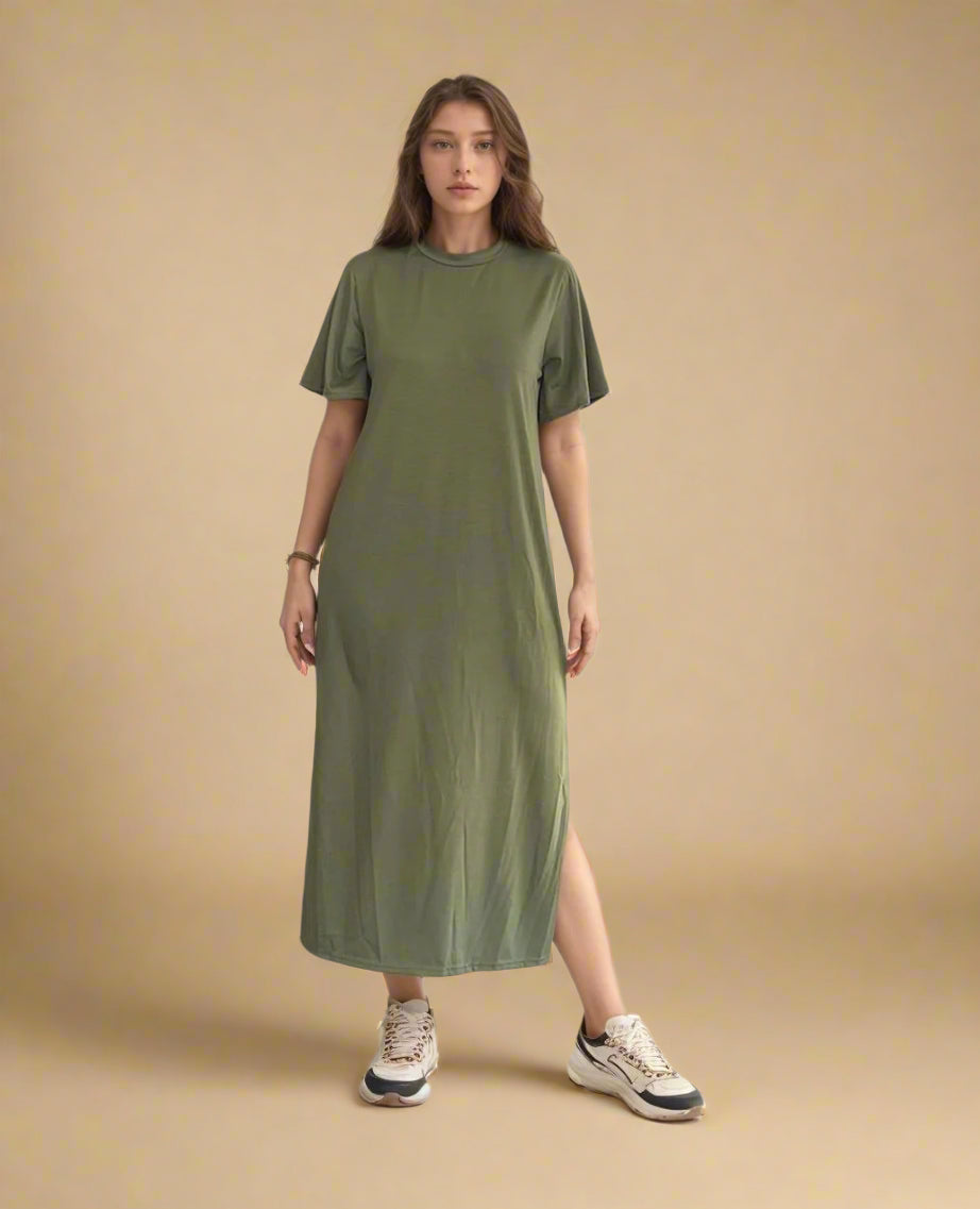 Olive Short Sleeve Tee Dress