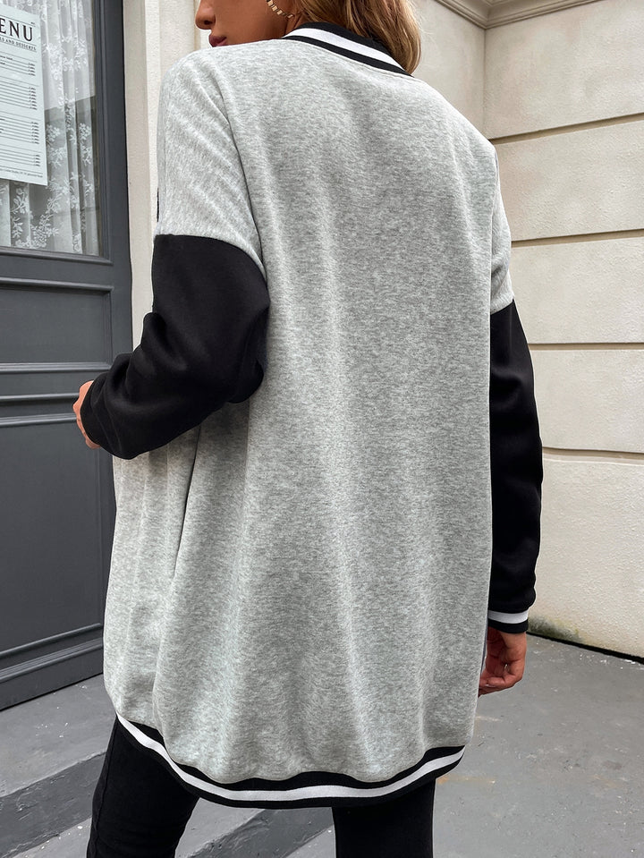 Grey Full Sleeve Varcity Style Jacket