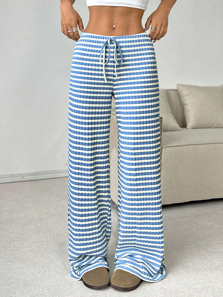 Blue Striped Straight Fit Pant