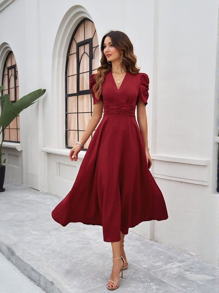 Red Fit And Flare Midi Dress