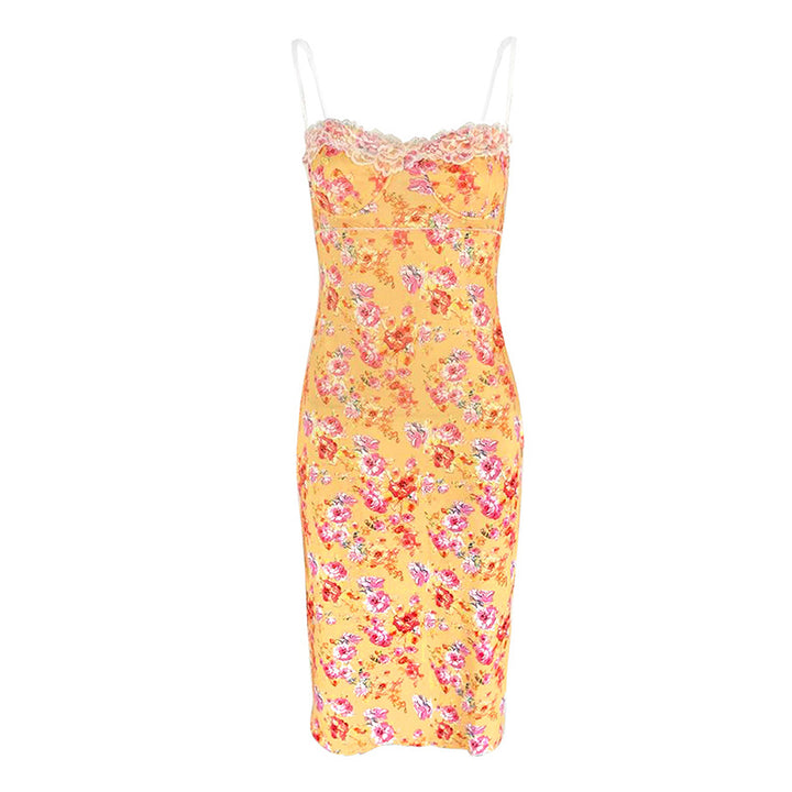 Yellow Floral Bodycon Dress