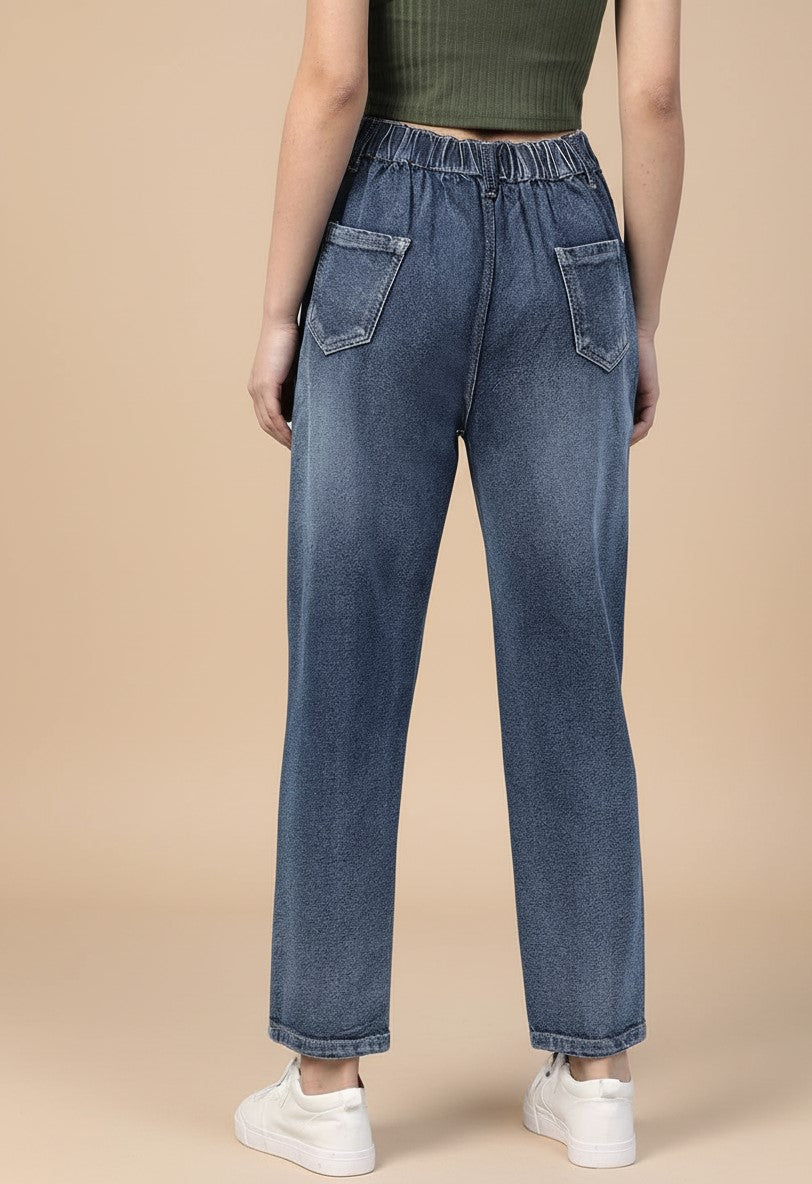 Blue Distress Effect Denim Jeans
