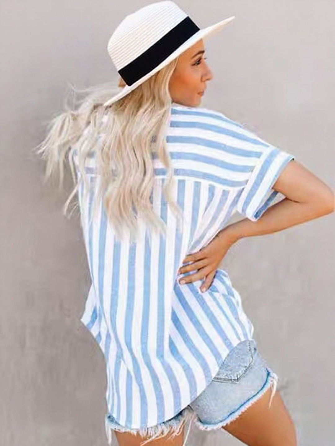 Light Blue Oversized Striped Shirt