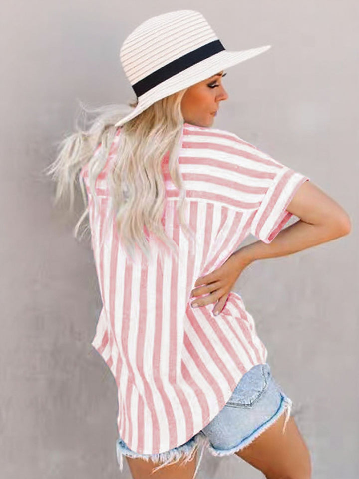 Red Oversized Striped Shirt