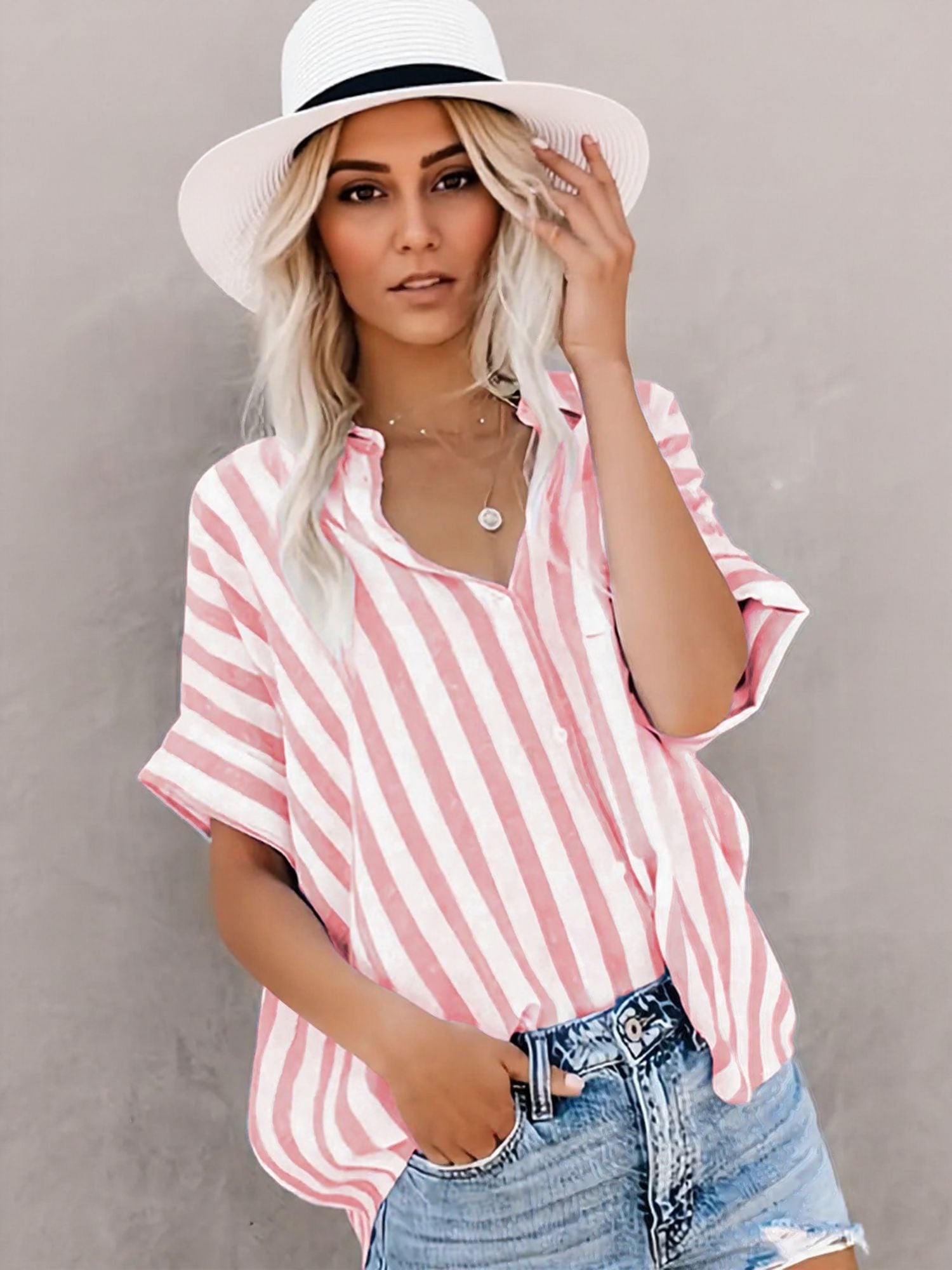 Red Oversized Striped Shirt