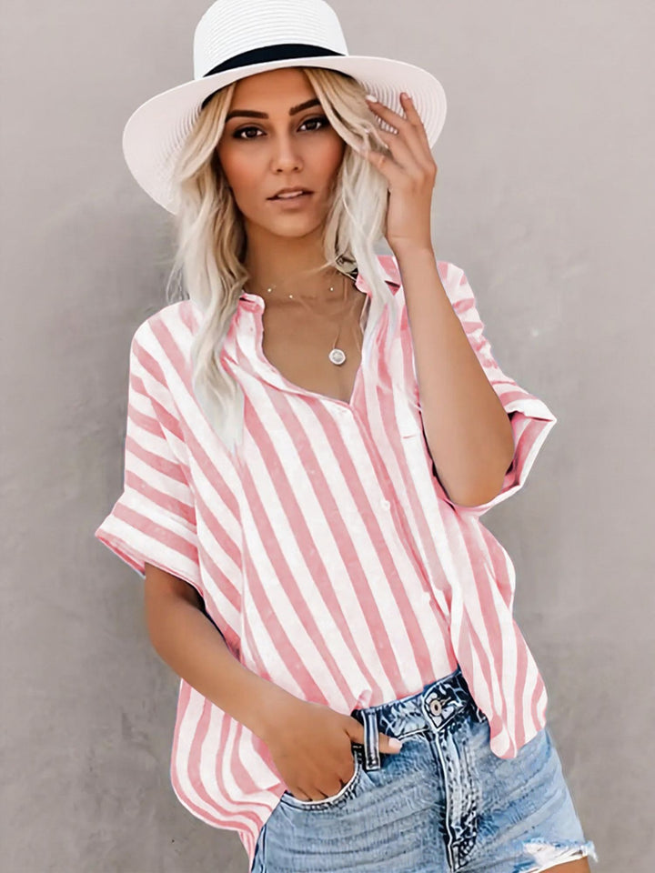 Red Oversized Striped Shirt