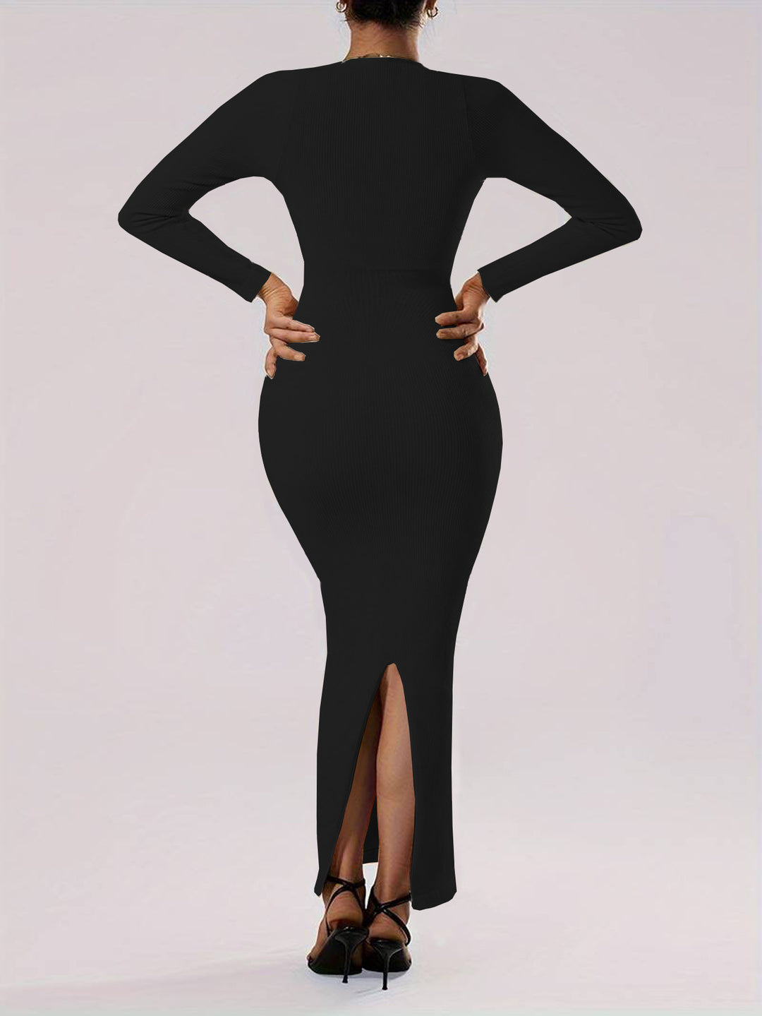 Black Full Sleeved Bodycon Maxi Dress