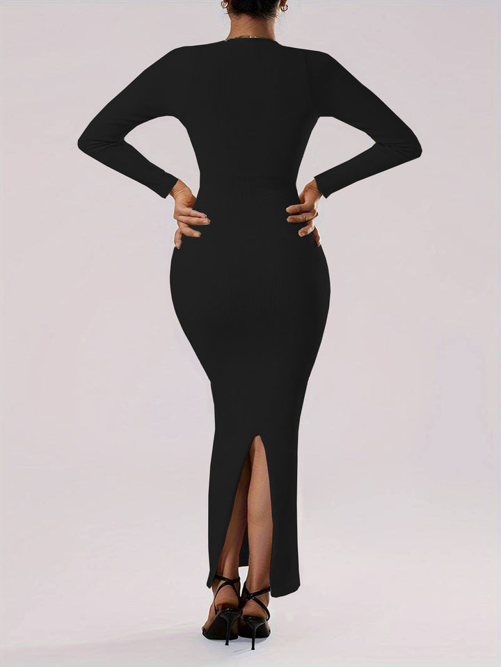 Black Full Sleeved Bodycon Maxi Dress