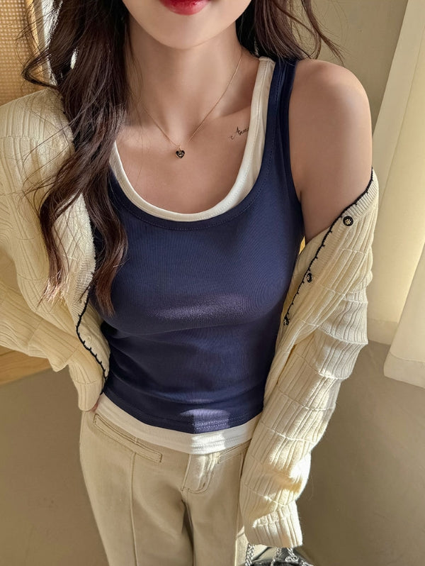 Navy Blue Twofer Look Tank Top