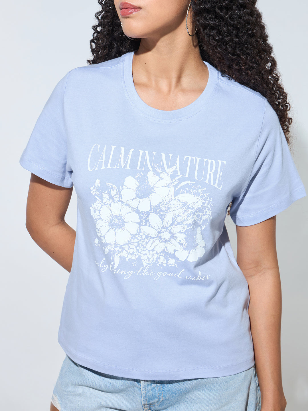 Lilac Short Sleeves Crew Neck T-Shirt