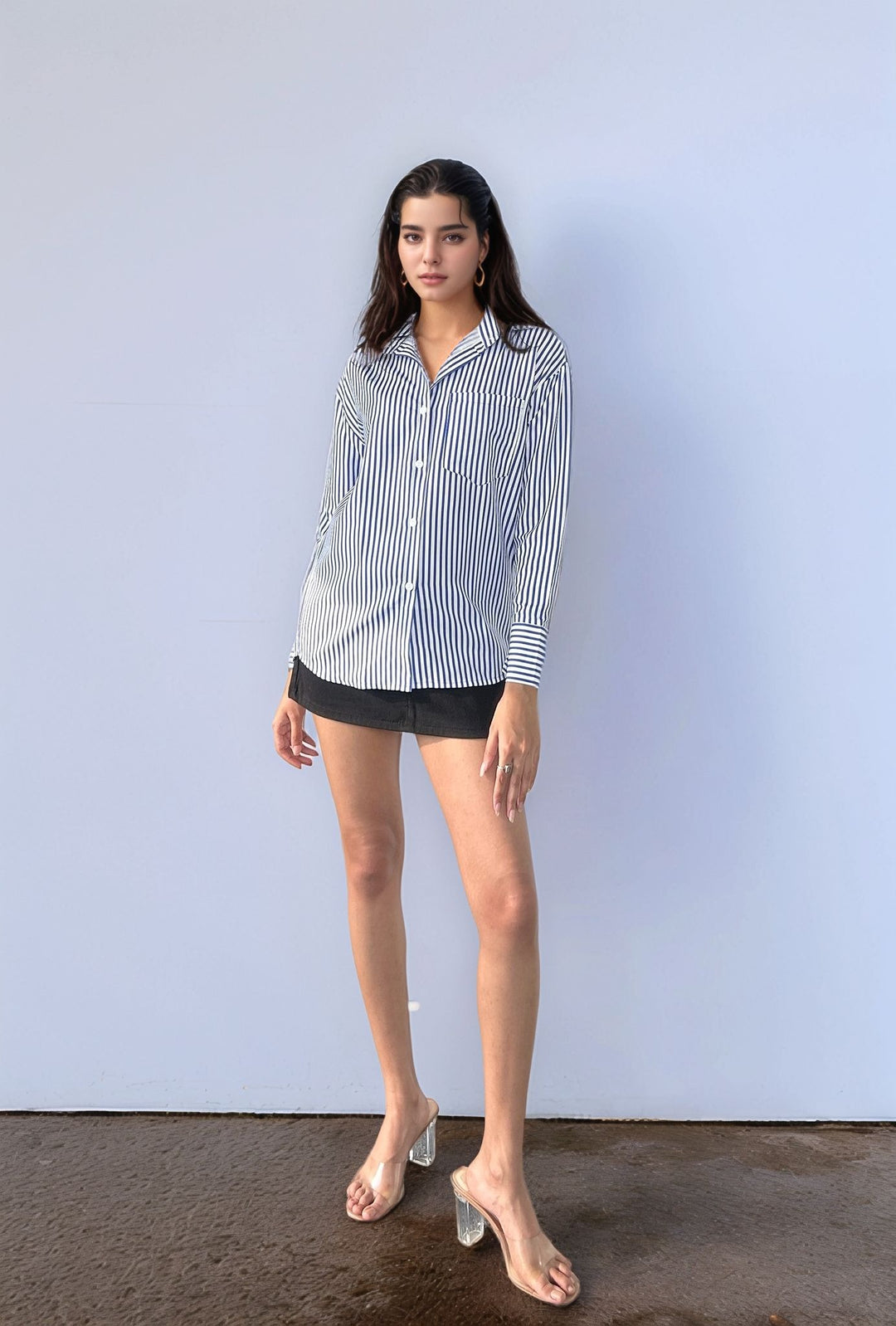 Blue Relaxed Striped Shirt