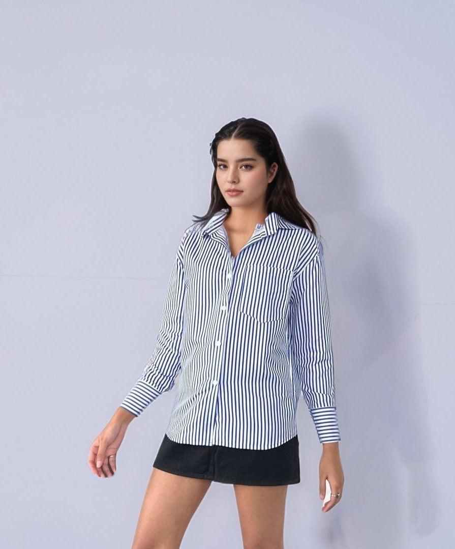 Blue Relaxed Striped Shirt