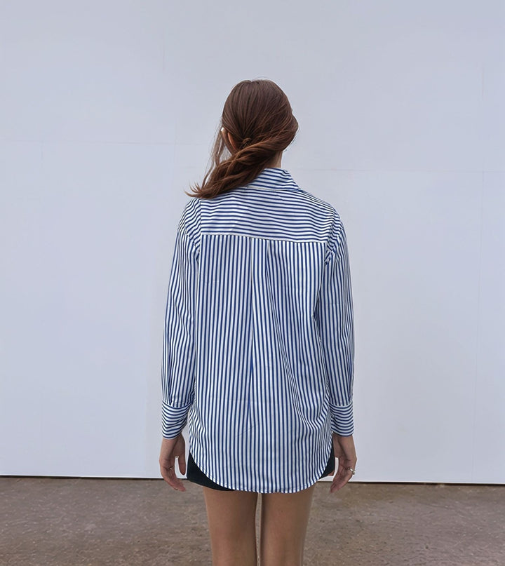 Blue Relaxed Striped Shirt