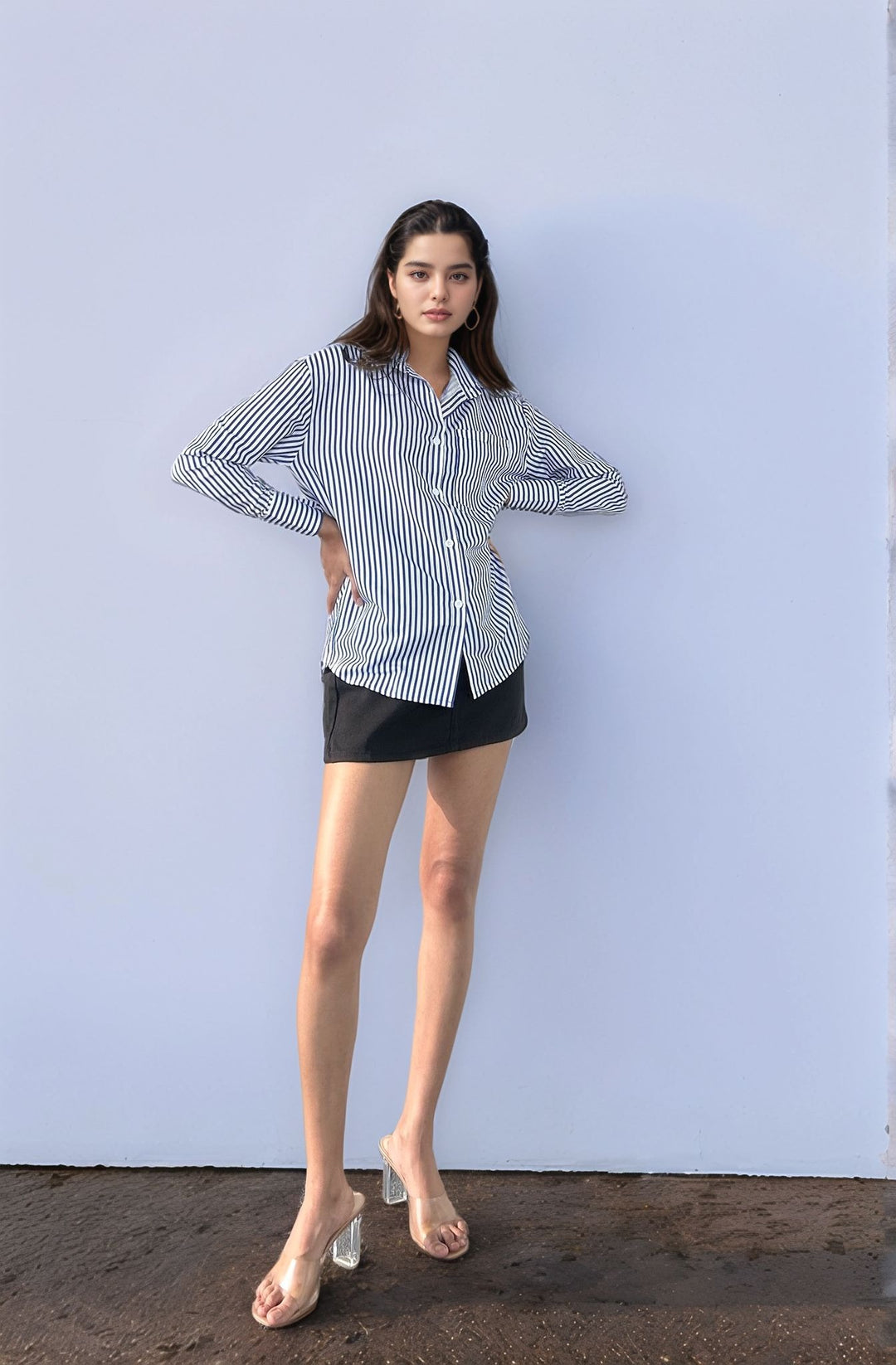 Blue Relaxed Striped Shirt