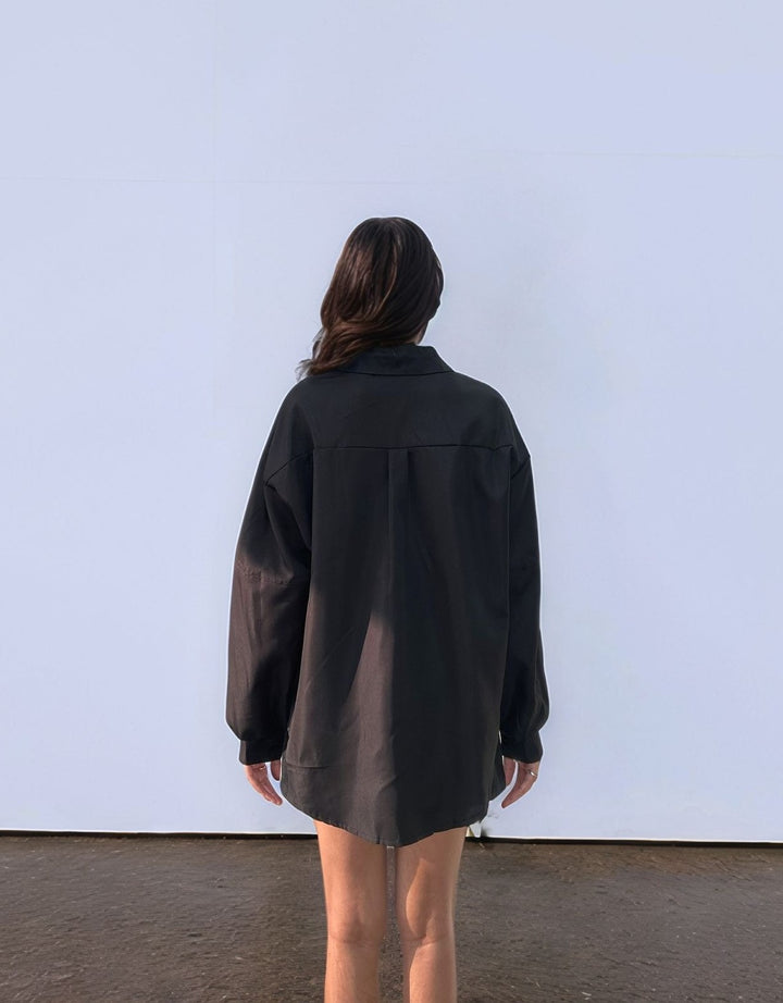 Black Full Sleeve Oversized Shirt