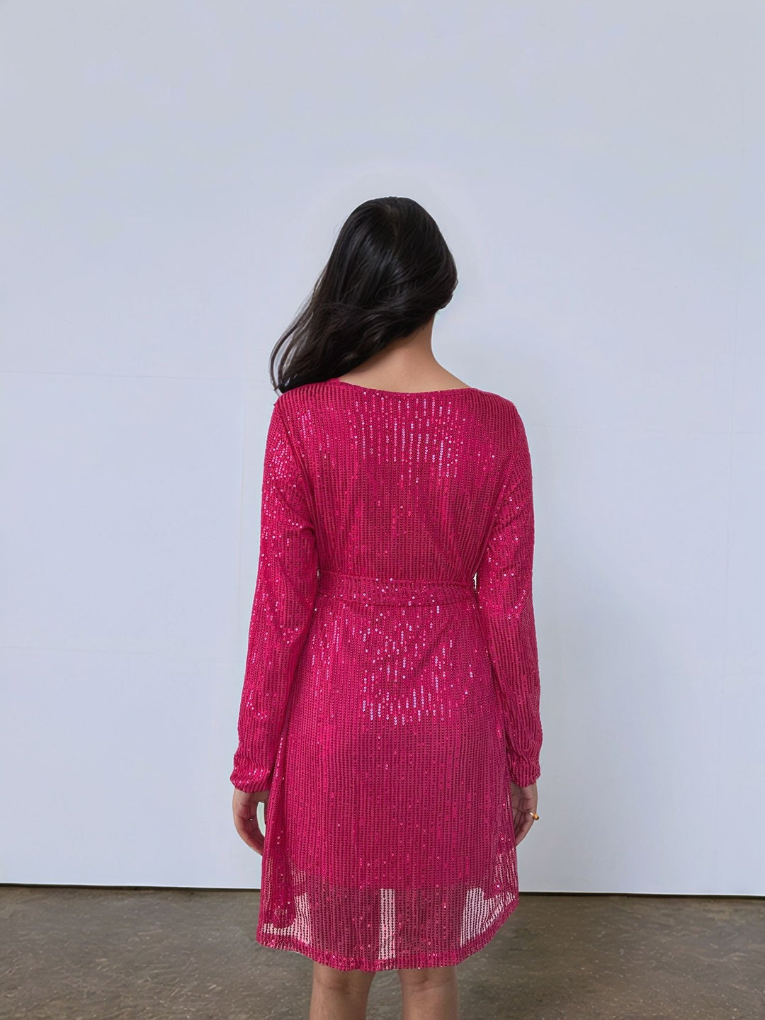 Pink Sequined Mini Dress