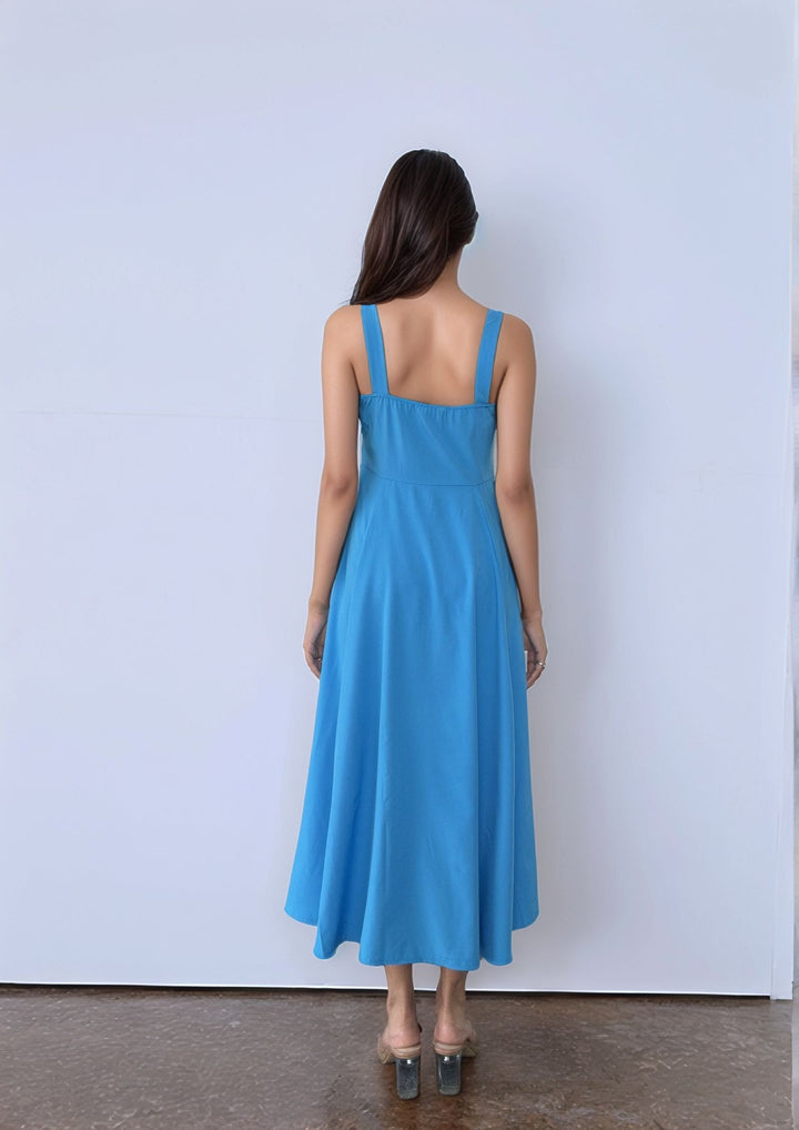 Blue Corset Slit Dress