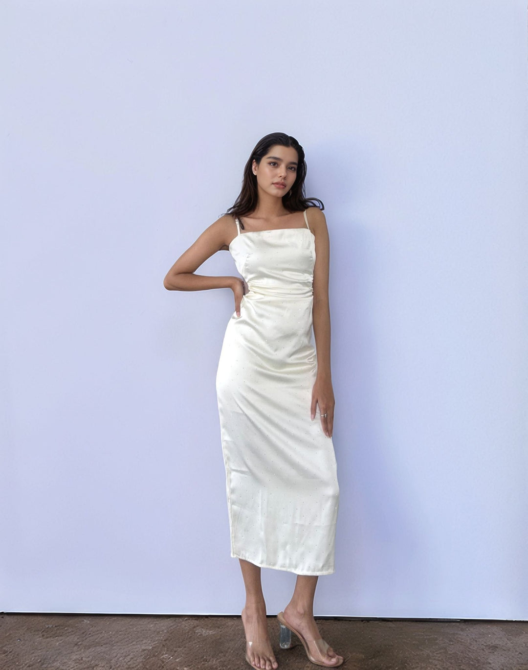 White Cut Out Slip Dress