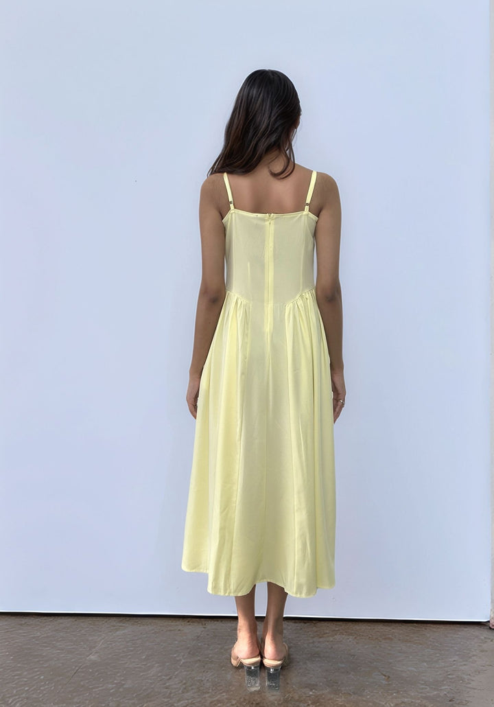 Lime Pointed Waistline Dress
