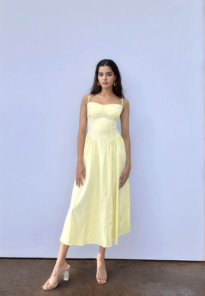 Lime Pointed Waistline Dress