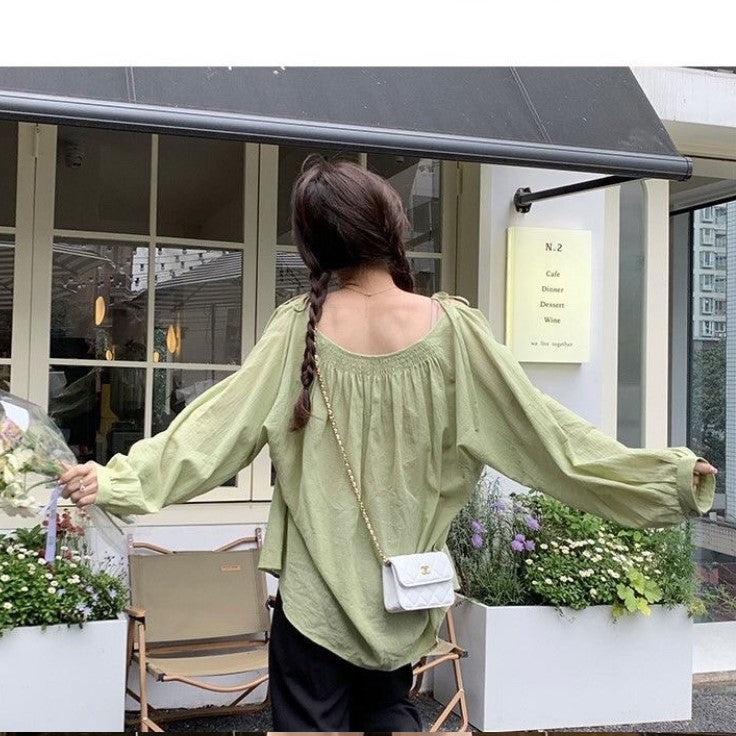 Green Cold Shoulder Tie Up Top