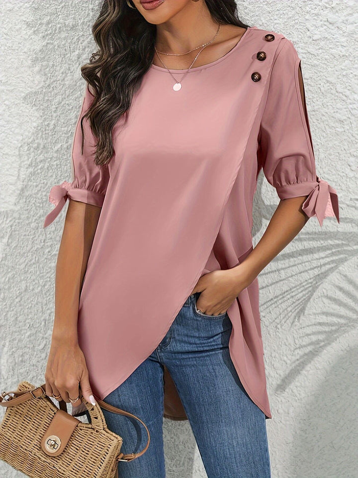Pink Tulip Hem Shoulder Top
