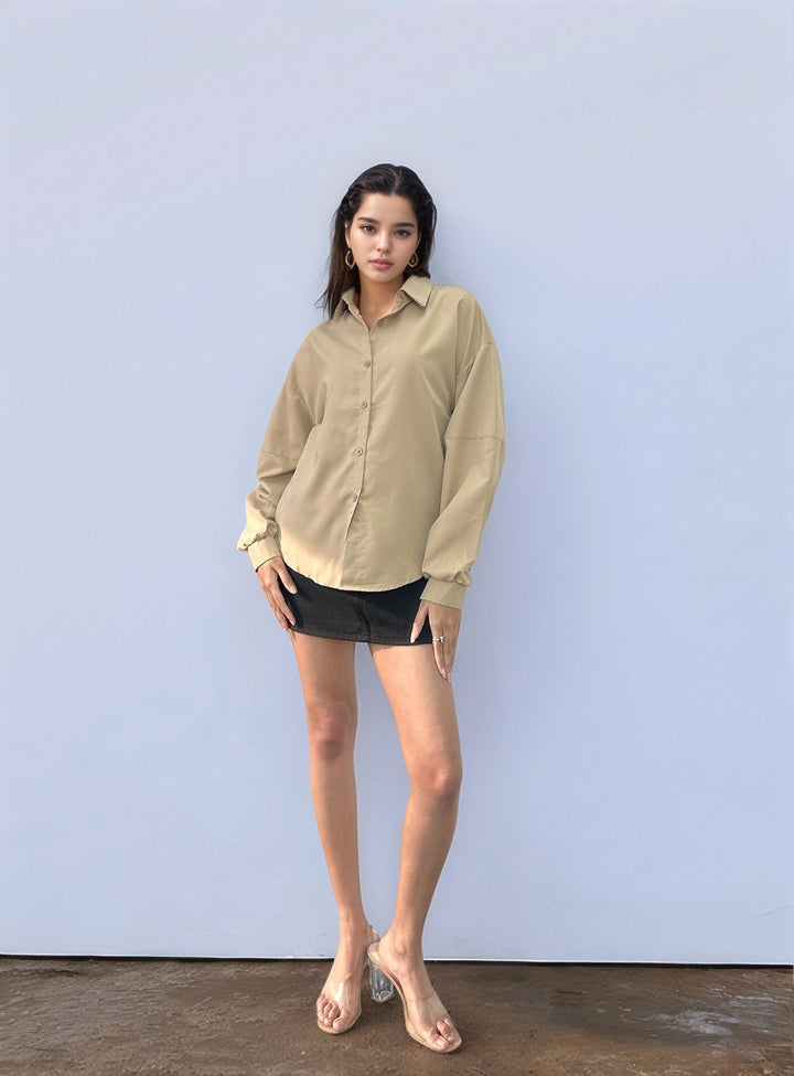 Solid Brown Long Sleeve Shirt