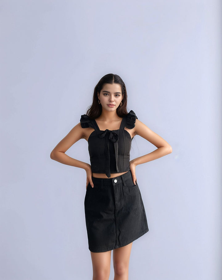 Black Cutout Striped Bodysuit