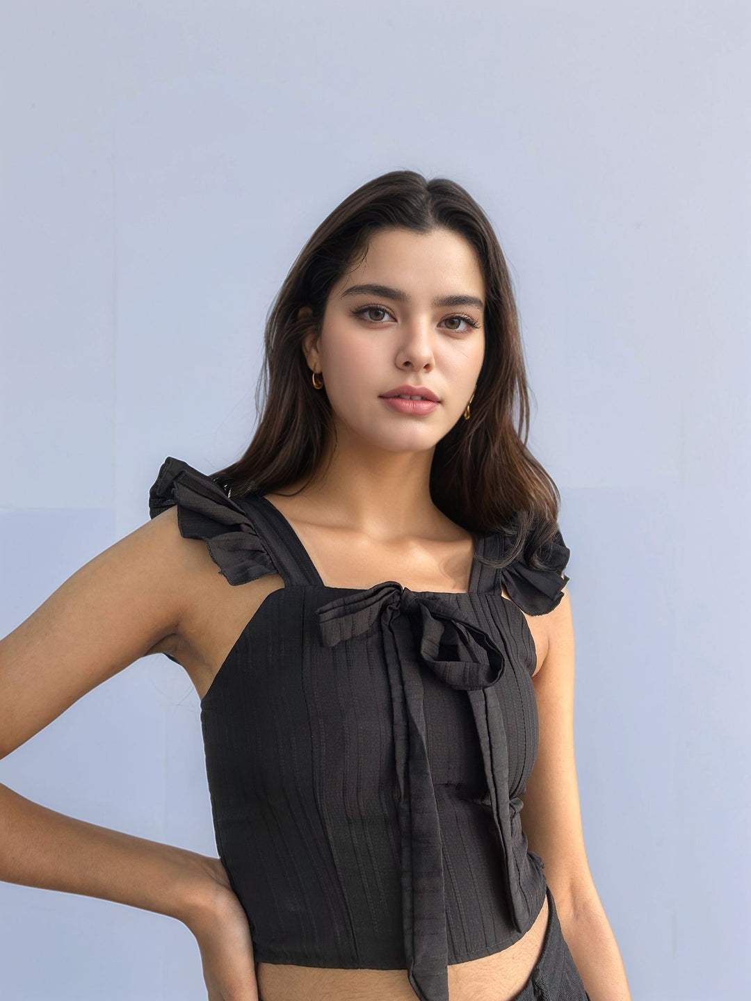 Black Cutout Striped Bodysuit