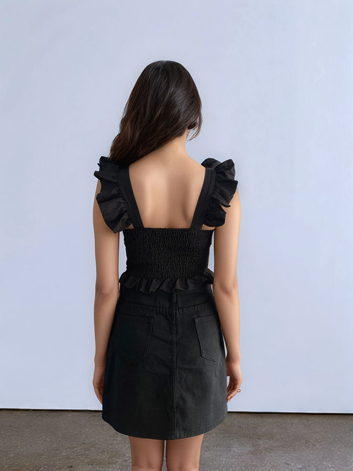 Black Cutout Striped Bodysuit