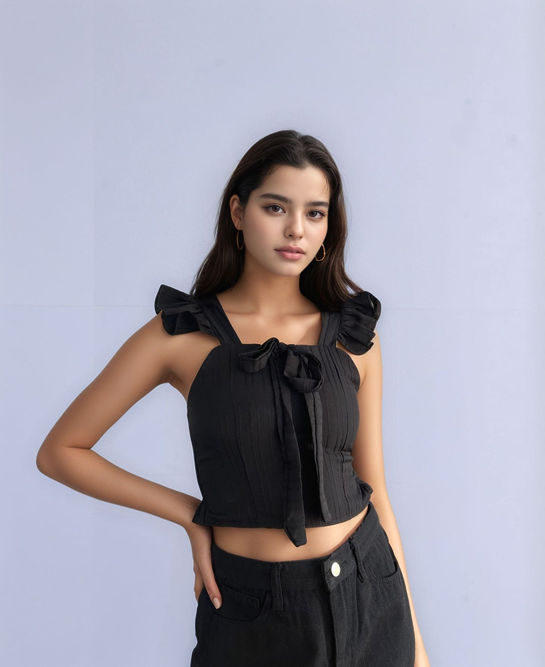 Black Cutout Striped Bodysuit